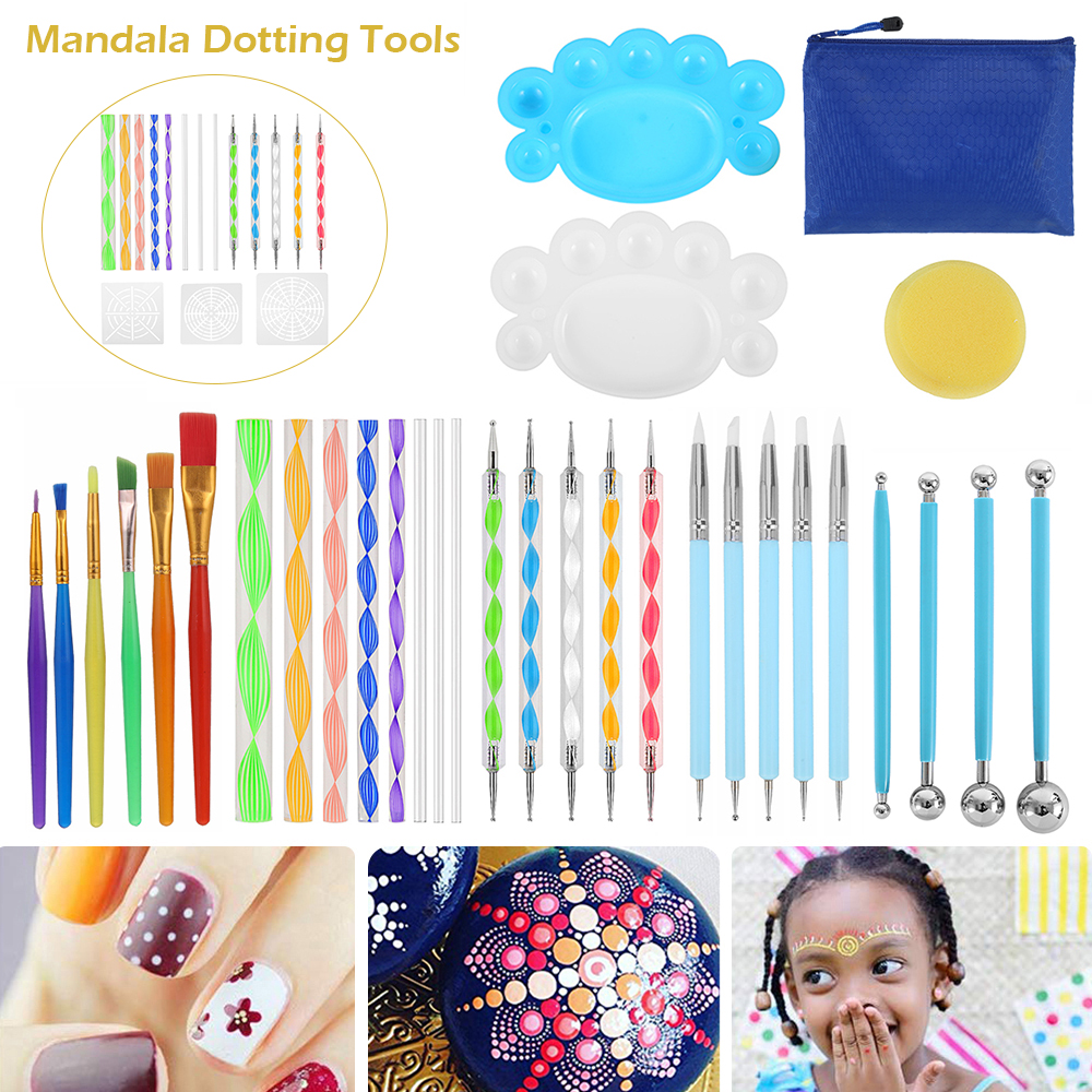Everso Mandala Dotting Tools Rock Painting Kits Dot Art Pen Paint Stencil  Drawing Stylus Brush Art Supplies 